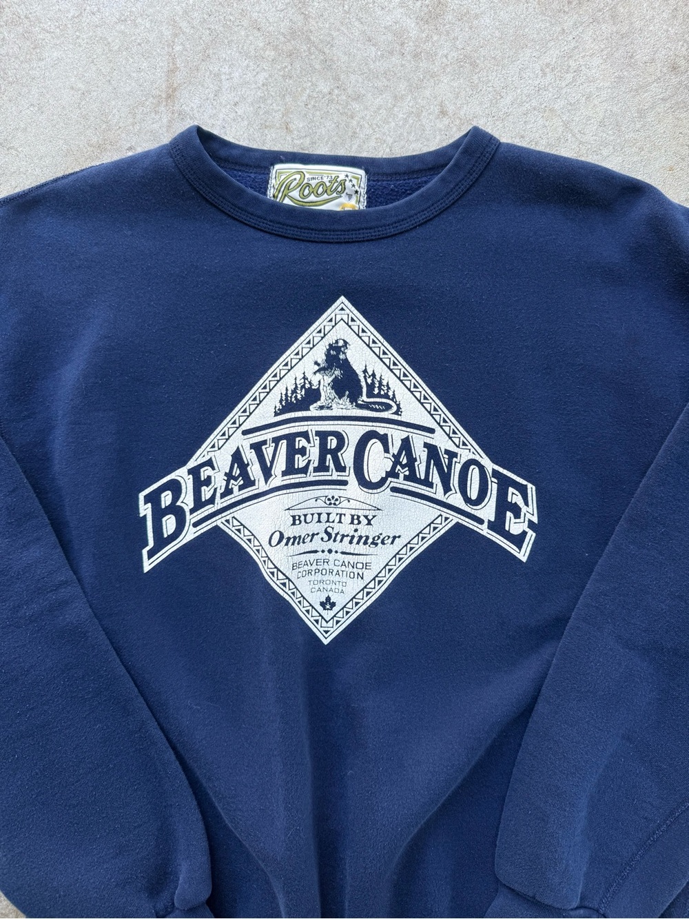 Vintage 80’s Roots x Beaver Canoe Navy Crewneck Sweater XL
